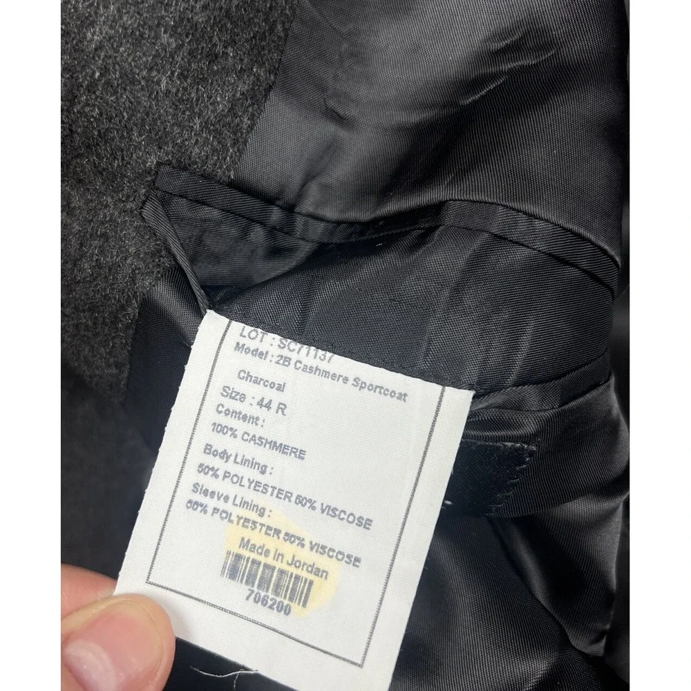 Jos A Bank Men's 44R Two Button Sport Coat Jacket Charcoal Gray‎ 100% Cashmere